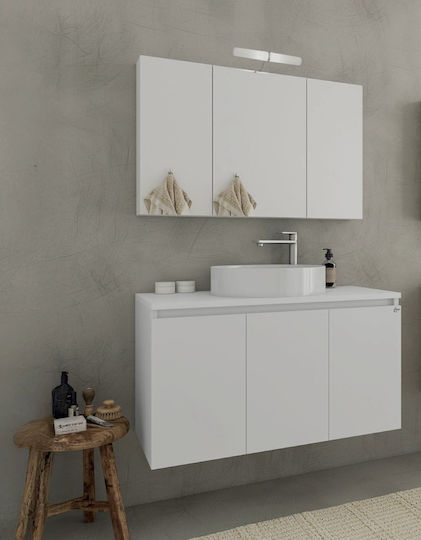 Drop Verona 90 Top Countertop with Sink & Mirror Glossy Lacquer L90xW45xH50cm White