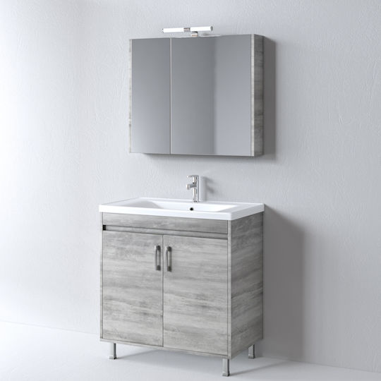Martin Savina 80 Blat cu Lavoar & Oglindă L78xW44xH72cm Cabinet Cement