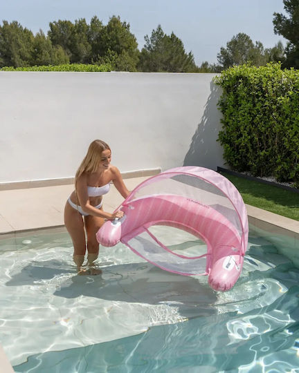 Flamingueo Σωσίβιο Swimtrainer με Διάμετρο 125εκ. και Σκίαστρο Ροζ