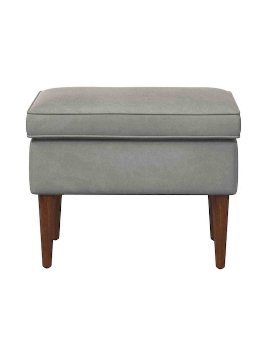 Velvet Upholstered Footstool Light Gray 55x35x41cm