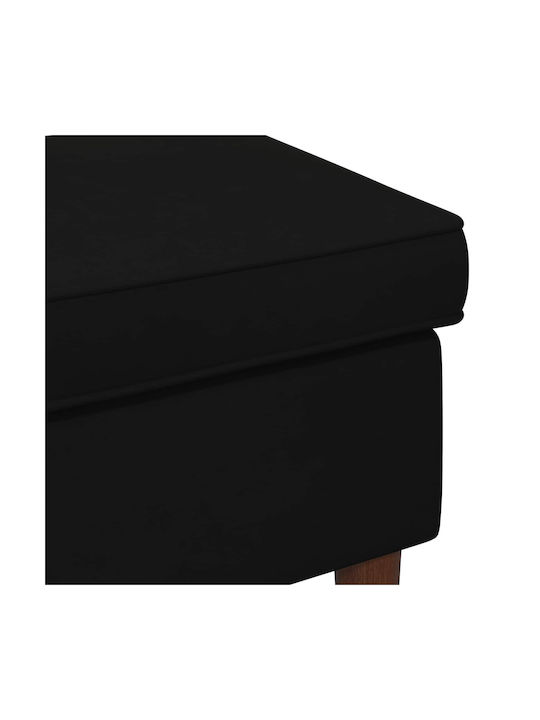 Velvet Upholstered Black Footstool 55x35x41cm