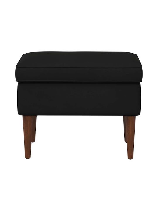 Velvet Upholstered Black Footstool 55x35x41cm