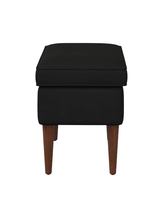 Velvet Upholstered Black Footstool 55x35x41cm