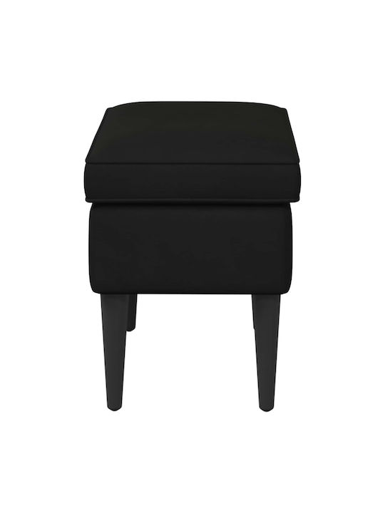 Velvet Upholstered Black Footstool 55x35x41cm