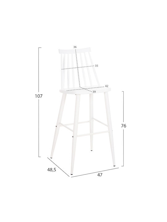 Bar Stool with Backrest from Polypropylene Vanessa White