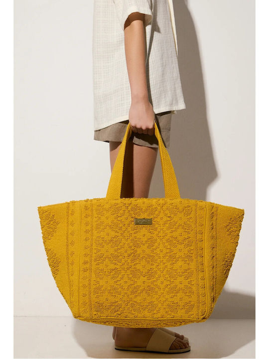 Sea You Soon Fabric Yellow Beach Bag