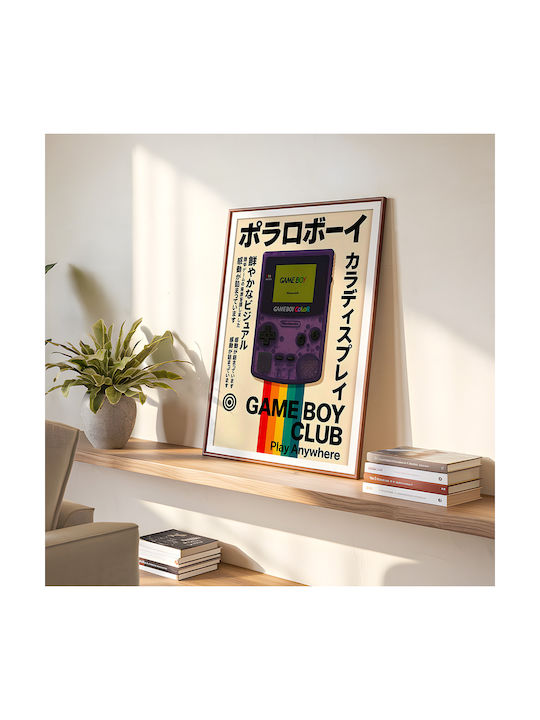 Gaming Poster Game Boy Colour Japanese Edition Gm2403 40cm X 50cm Frame Natural Wood Beige