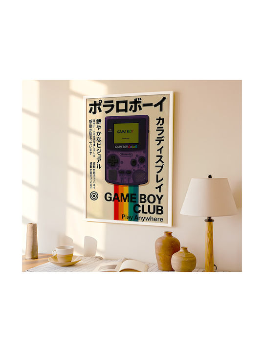 Gaming Poster Game Boy Colour Japanese Edition Gm2403 40cm X 50cm Frame Natural Wood Beige