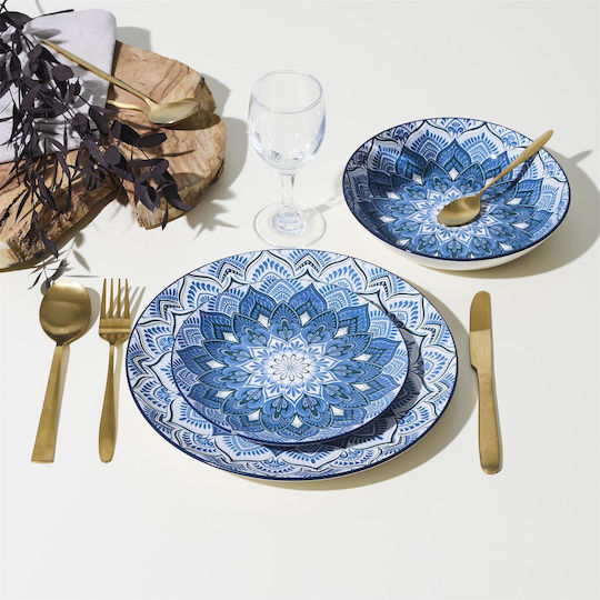 HowHomely Albastru Porțelan Set de Vase 12buc