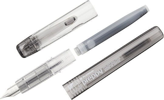 Platinum Preppy Fountain Pen Medium 0.5mm Black Plastic With Black Ink