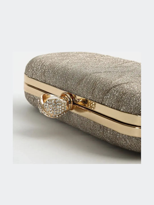Τσαντάκι Clutch Ανάγλυφο Glitter Χρυσό Μέγεθος One Size Χρυσό