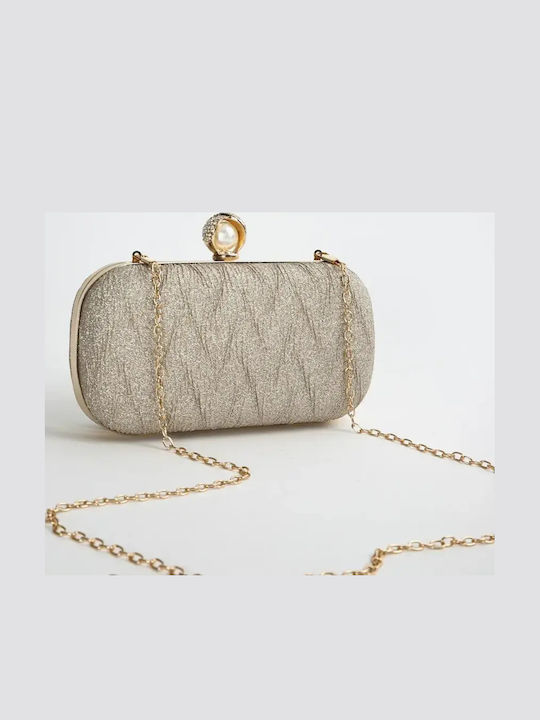 Τσαντάκι Clutch Ανάγλυφο Glitter Χρυσό Μέγεθος One Size Χρυσό