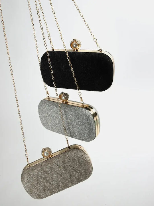 Τσαντάκι Clutch Ανάγλυφο Glitter Χρυσό Μέγεθος One Size Χρυσό