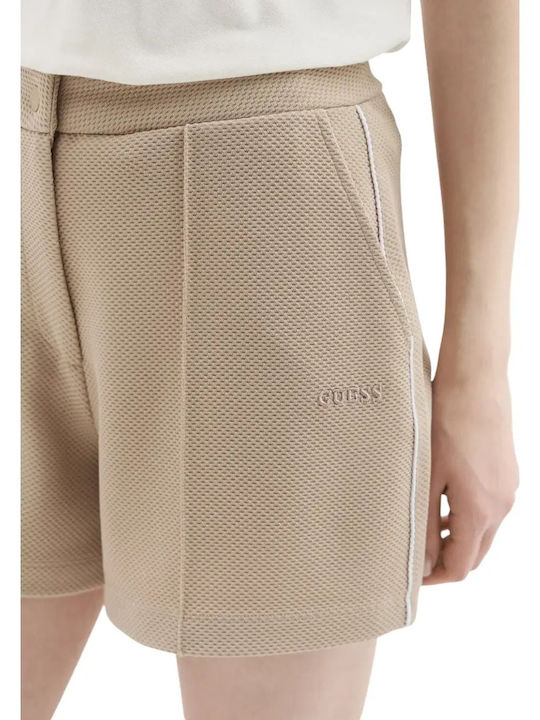 Women's Set with High Waist Athletic Beige Shorts