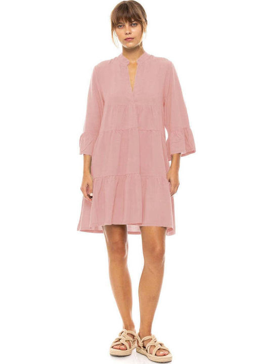 Pink Label Γυναικείο Καφτάνι Παραλίας Pink