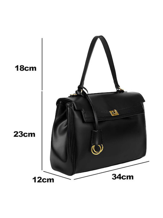 Gallantry Women's Handbag Triple Storage Compartment Shoulder Strap Black
