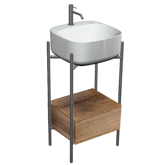 Scarabeo 45 Waschtisch mit Waschbecken L44xB39xH90cm Rovere