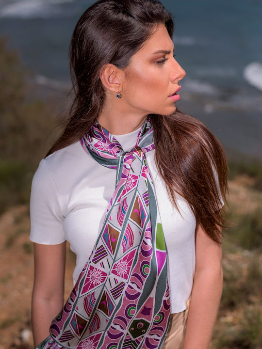 Kalfas Luxury Silk Μαντήλι Γυναικείο Μεταξωτό Φουλάρι Ροζ