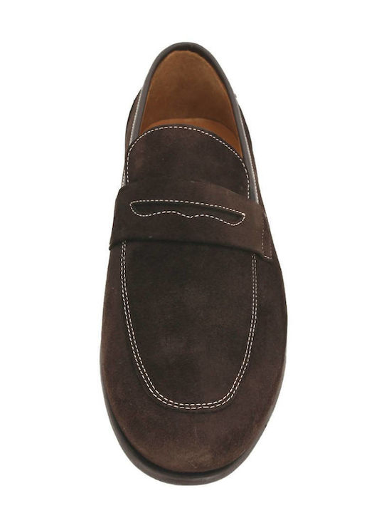 Suede Men's Loafers In Brown Color