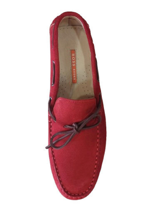 Leather Men's Moccasins in Red Colour