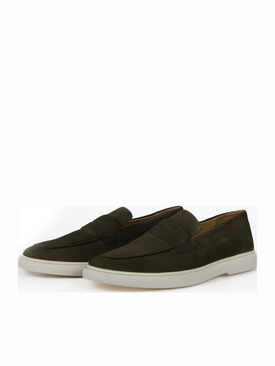 Leather Men's Loafers In Green Colour LL Z-511 Leather
