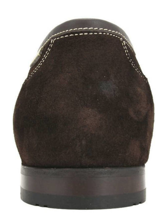 Suede Men's Loafers In Brown Color