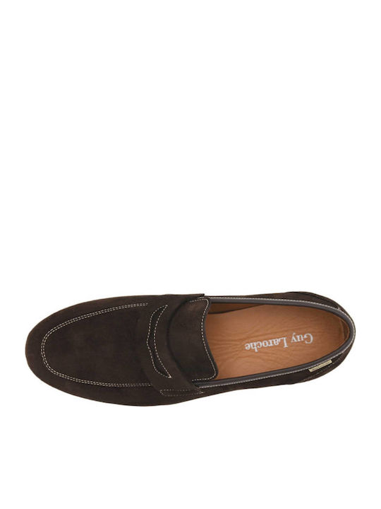 Suede Men's Loafers In Brown Color