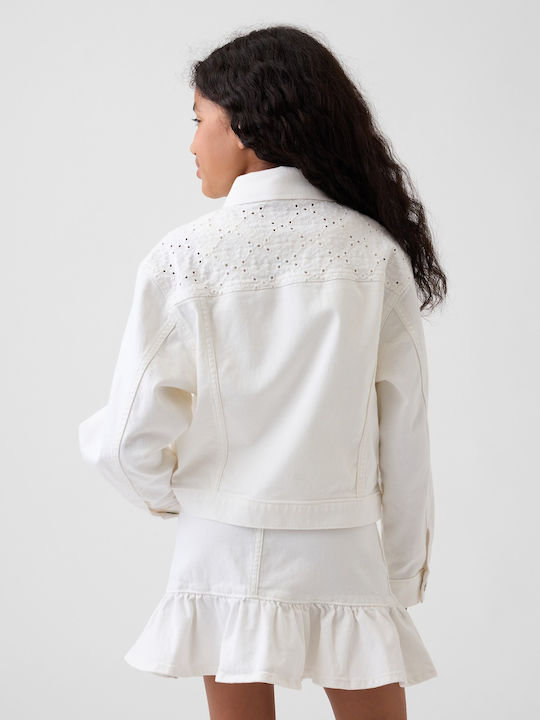 Kids Short Denim Jacket White Denim