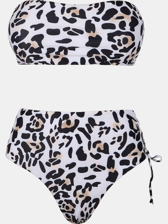 Set Bikini Strapless Tierdruck Hohe Taille Größe M Animal