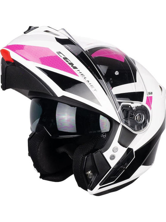 CGM Ber Sport Flip-Up με Sun Visor ECE 22.06 568S Black / Fucsia Fluo