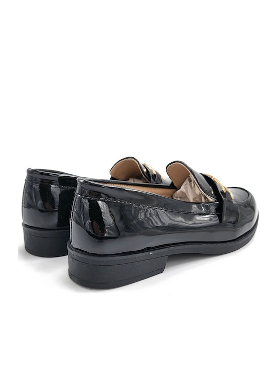 Patent Leather Women's Loafers In Black Color