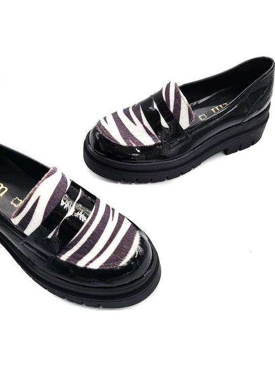 Lackleder Damen Mokassins in Schwarz Farbe