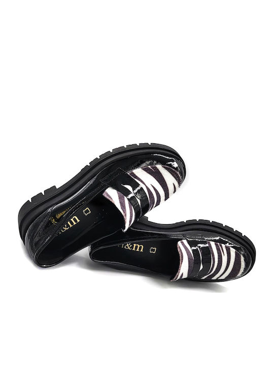 Lackleder Damen Mokassins in Schwarz Farbe