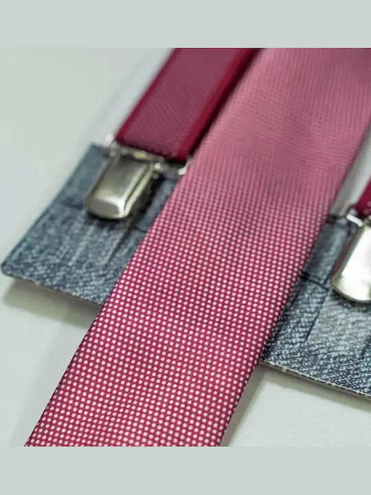 Kids Set Suspenders Tie Boys Dots Burgundy