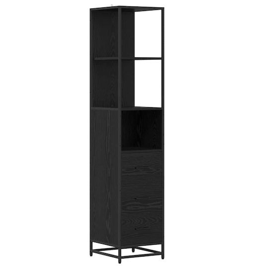 vidaXL Waschtisch mit Waschbecken, Spiegel & Säule L35xB37.5xH100cm Black Beech