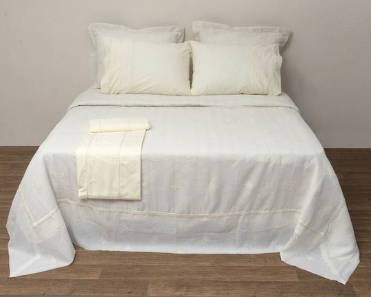 Viopros Set Cearceafuri De Pat Super Duble 240x260cm Ecru 4 Bucăți