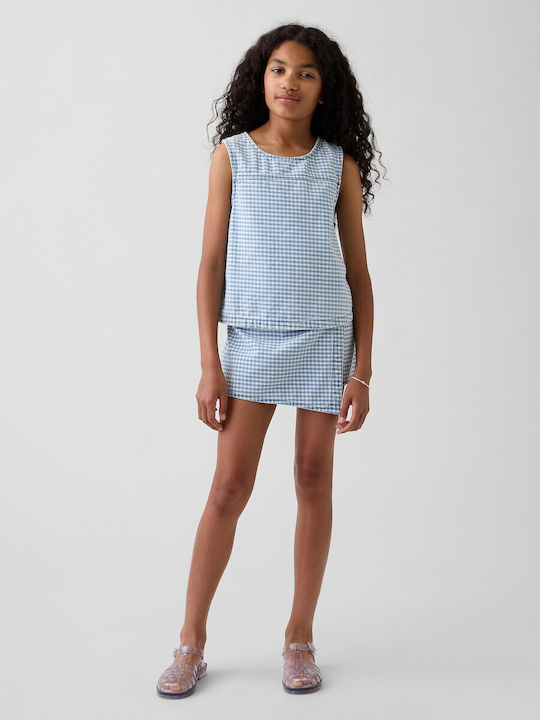 Bluză Pentru Copii Fără Mâneci Albastră Gingham