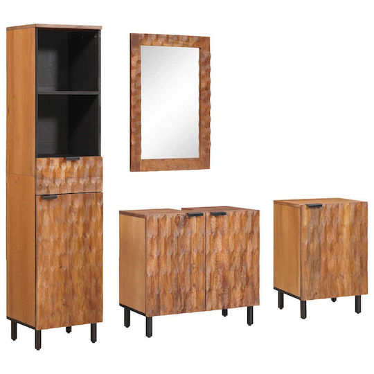 vidaXL Шкаф без Мивка със Огледало Brown Acacia