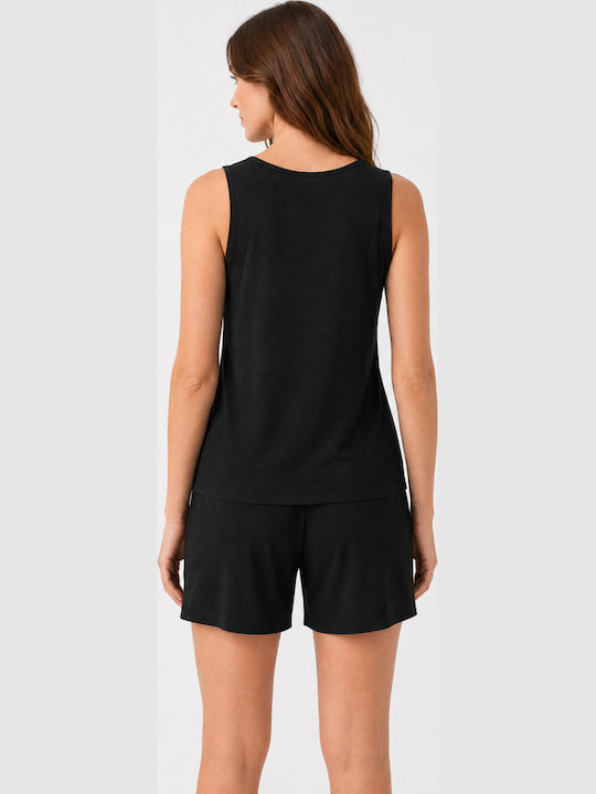 Cherry Sommer Herrenpyjama Baumwollene Schwarz