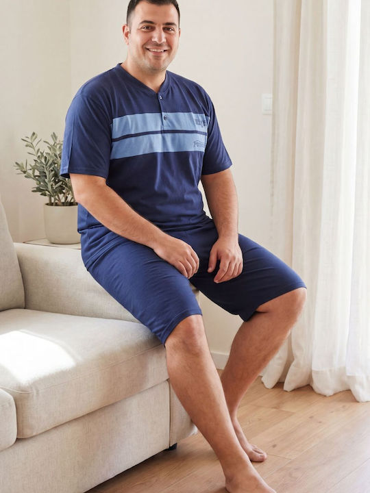 Rimoli Plus Size Summer Men's Pyjamas Blue Raf