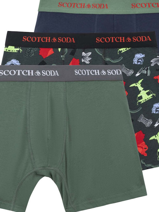 Scotch & Soda Boxeri 3Pack Mărime Medie Verzi