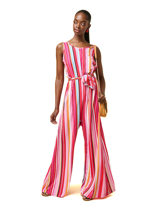 Women's Sleeveless Jumpsuit Red Light Blue Fuchsia