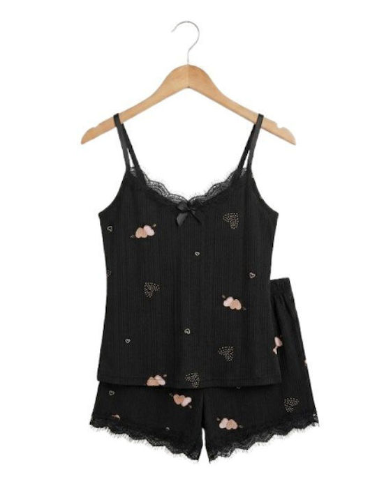 Soccus Set Pijamale Dama De Vară Negru