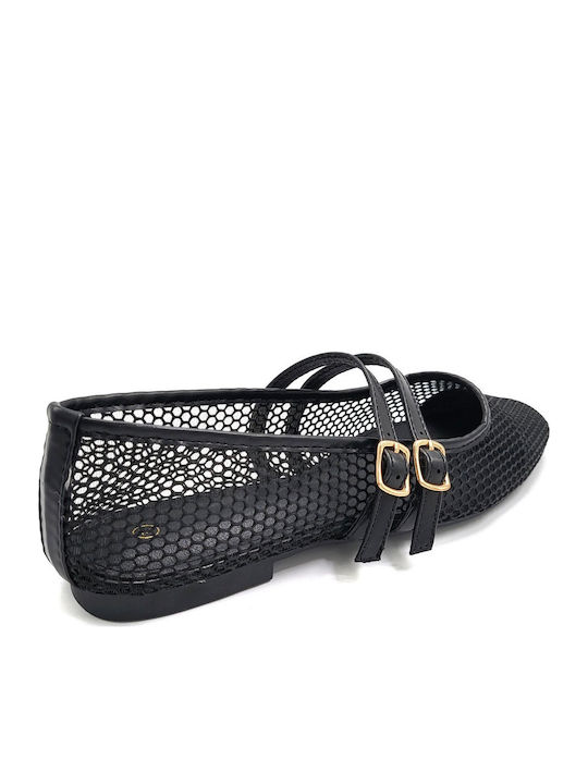 Women's Ballerina Shoes with Strap in Black Colour