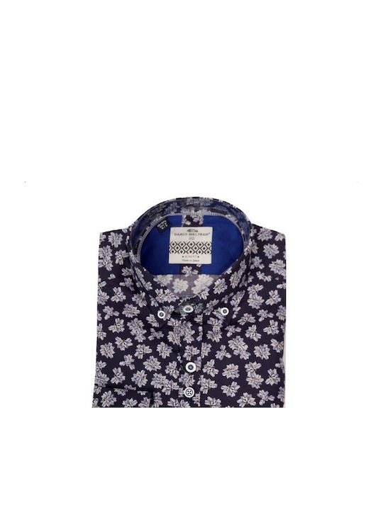 Short Sleeve Cotton Shirt Navy Blue