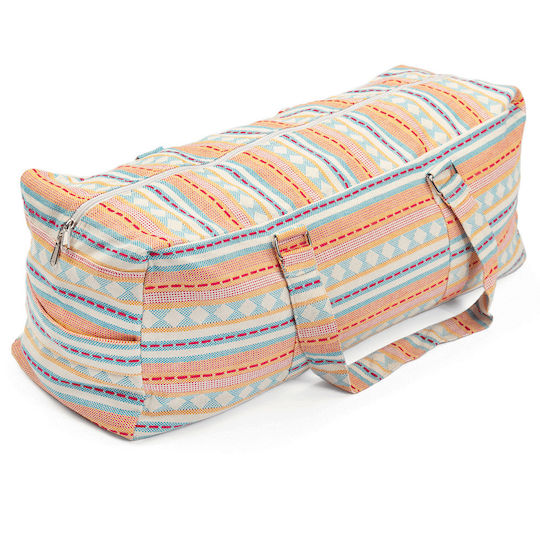 Bodhi Yoga Kit Mat Bag Ethno Yoga Mat Carry Bag Cotton Apricot Light Blue Dimensions 63cm X 20cm X 23cm