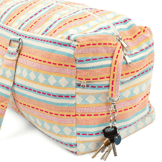 Bodhi Yoga Kit Mat Bag Ethno Yoga Mat Carry Bag Cotton Apricot Light Blue Dimensions 63cm X 20cm X 23cm