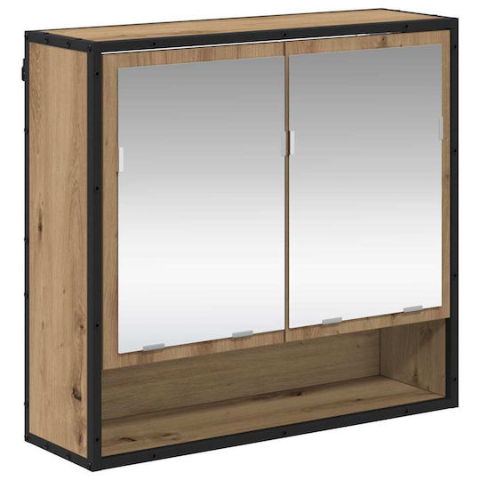 vidaXL Countertop with Sink, Mirror & Column L80xW33xH60cm Coffee