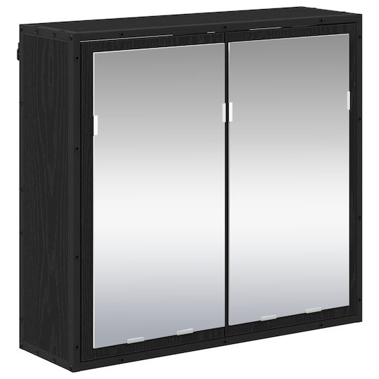 vidaXL Blat cu Lavoar, Oglindă & Coloană L65xW33xH60cm Black Oak
