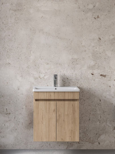 Furnibath Πάγκος με Νιπτήρα Μ55xΒ60xΥ33cm Walnut